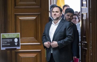 Oriol Junqueras, diputat electe per ERC, després de recollir l'acta a la Cambra baixa.