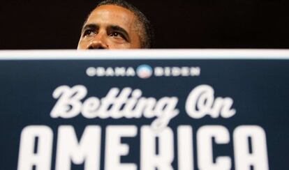 Barak Obama en uno de los discursos que pronunció en su gira por Ohio.