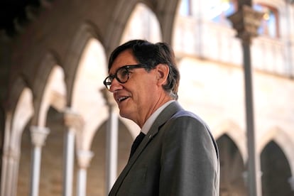 El presidente de la Generaliat, Salvador Illa, antes de la reunión del Consell Executiu, este miércoles.
