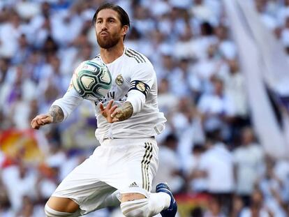 Sergio Ramos, en una acción del partido.