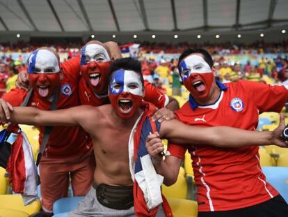 Torcedores do Chile no Maracan&atilde;.