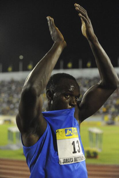 Usain Bolt tras la carrera.