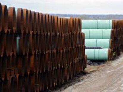 Imagen de materiales de construcción para el oleoducto Keystone XL. EFE/Archivo