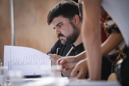 El director Jordi Casanovas, durante el ensayo del martes.