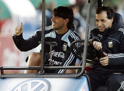 Sergio Agüero durante un entrenamiento con la selección argentina.