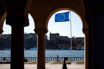 Bandera europea en Estocolmo.