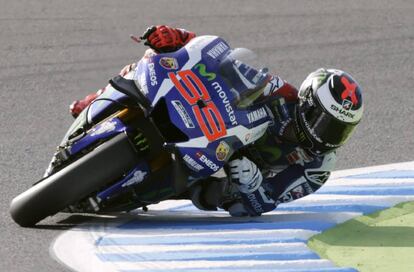 Jorge Lorenzo, en Motegi, antes de la ca&iacute;da. 