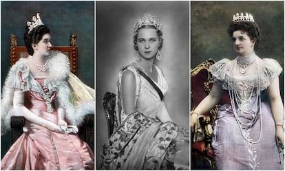 De izquierda a derecha: las reinas italianas Elena de Orleans, María José de Bélgica y Margarita Teresa de Saboya. 