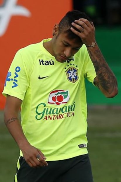 Neymar, durante el entrenamiento del viernes.