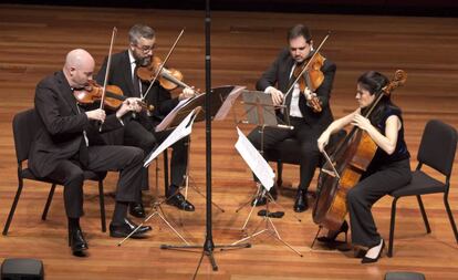 El Cuarteto Quiroga, este lunes en su concierto en Madrid.