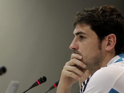 Iker Casillas, durante la rueda de prensa de este martes.