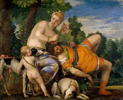 ‘Venus y Adonis’, óleo sobre lienzo de Paolo Veronese Óleo (1580). Museo Nacional del Prado