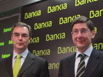 Jos&eacute; Sevilla, consejero delegado de Bankia (izquierda), y Jos&eacute; Ignacio Goirigolzarri (derecha), presidente de la entidad. 