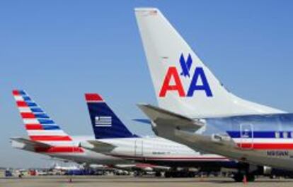 Aviones de US Airways y de American Airlines.