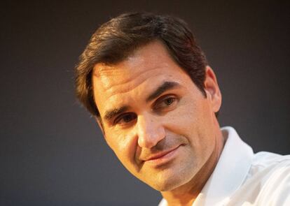 Federer, durante una intervención reciente en Johannesburgo.