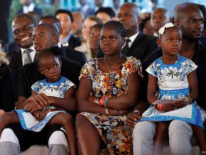 Madonna, con cuatro de sus hijos, el 11 de julio en la inauguración del hospital Mercy James en Malawi.