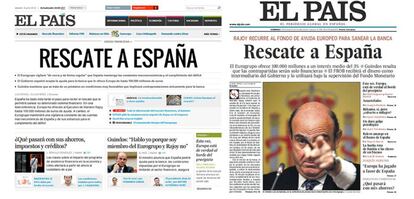 La portada digital y en la edición impresa del papel sobre el rescate