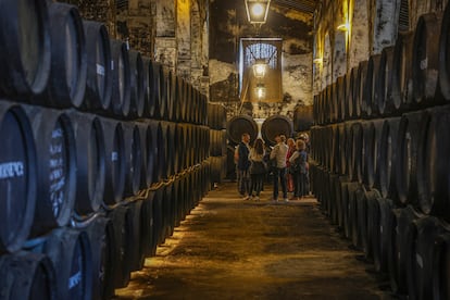 Bodega de Osborne en El Puerto de Santa María (Cádiz), el lunes.
