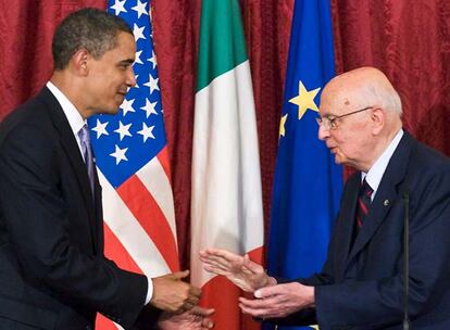 Obama dedicó encendidos elogios a a Giorgio Napolitano, presidente de la República italiana. "Napolitano tiene una reputación maravillosa", dijo el mandatario norteamericano