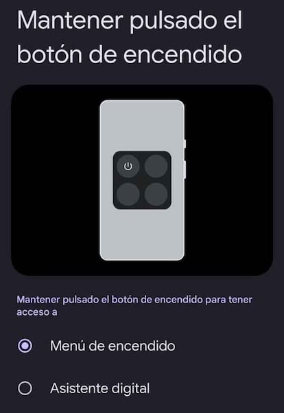 Función mantener pulsado botón encendido en Android