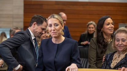 La presidenta extremeña en funciones, María Guardiola, el pasado 6 de marzo en la segunda votación para poder seguir al frente del Ejecutivo. Pactos PP y Vox