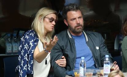 Lindsay Shookus y Ben Affleck en el US Open de Tenis.