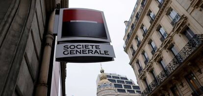 Logotipo de Société Générale en París. 