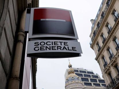 Logotipo de Société Générale en París. 