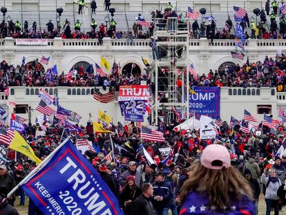 Scene outside the Capitol after Trump supporters breached the building in Washington, District of Columbia on January 6, 2021.