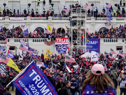 Trump supporters, during the assault on the Capitol, on January 6, 2021.