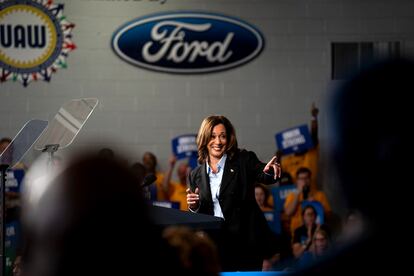 La aspirante demócrata a la Casa Blanca, Kamala Harris, en un mitin en Detroit celebrado el Día del Trabajo, el pasado día 4.