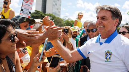 El presidente de Brasil, Jair Bolsonaro, este domingo en Brasilia.