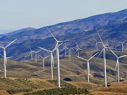 Parque eólico en España. 