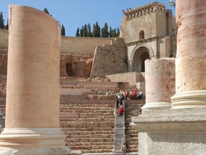 Interior del imponente teatro romano de Cartagena.