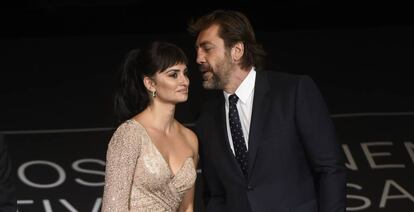 Javier Bardem y Penélope Cruz en la presentación de 'Loving Pablo'.