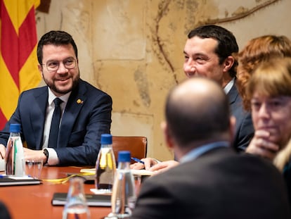 Pere Aragonès, este martes, en la reunión semanal del Govern.