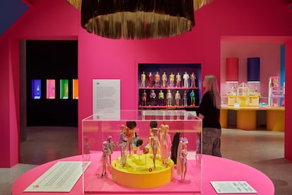 A room of the Barbie exhibition at the Design Museum in London.