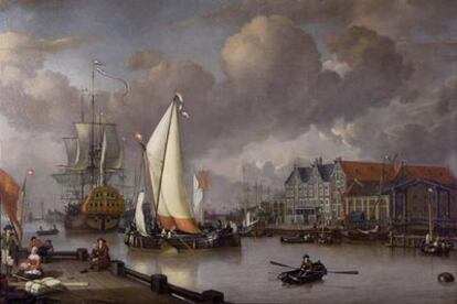 <i>Vista de Oostereiland,</i> uno de los lienzos de Jan Rietschoof robados en el museo Westfries.