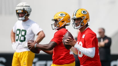 Jugadores de Green Bay entrenan en São Paulo (Brasil), el 5 de septiembre.