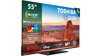 Vista del televisor Toshiba de 55 pulgadas con descuento en Amazon.