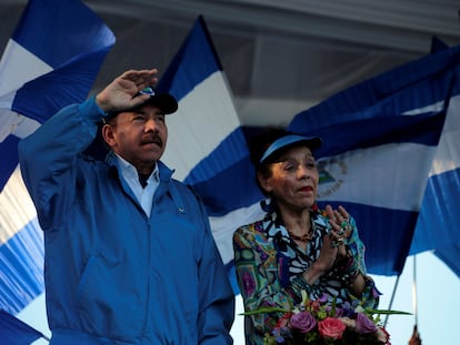 El presidente de Nicaragua Daniel Ortega y la vicepresidenta, su esposa, Rosario Murillo en Managua.