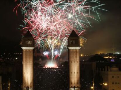 Imatge del piromusical a Montju&iuml;c.