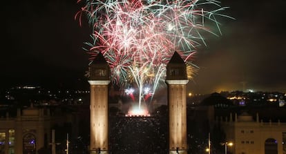 Imatge del piromusical a Montjuïc.
