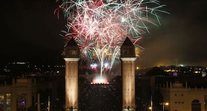 Imatge del piromusical a Montju&iuml;c.