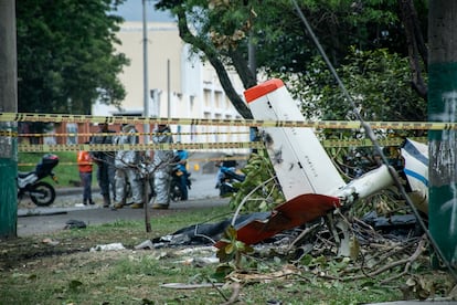 Restos de la avioneta, en Cal, el 3 de octubre de 2023.