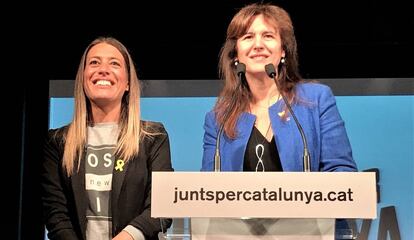 Míriam Nogueras, vicepresidenta del PDeCAT, y Laura Borras, cabeza de lista de Junts per Catalunya.