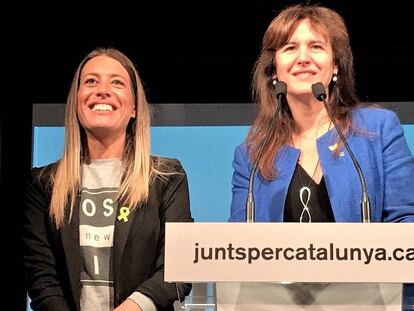 Míriam Nogueras, vicepresidenta del PDeCAT, y Laura Borras, cabeza de lista de Junts per Catalunya.