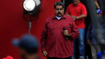 El presidente venezolano Nicolás Maduro durante un discurso de campaña en Caracas.