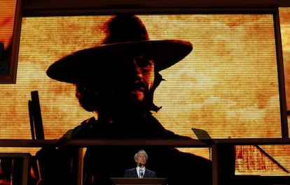 Clint Eastwood durante la última sesión de la convención republicana.