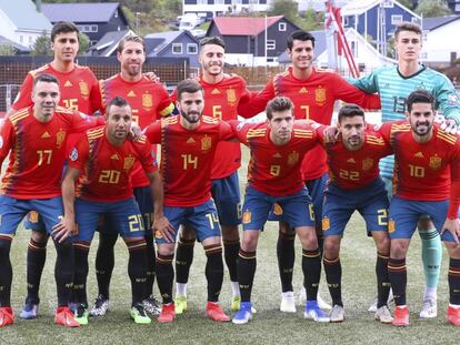 La selección española, ante las Islas Feroe.